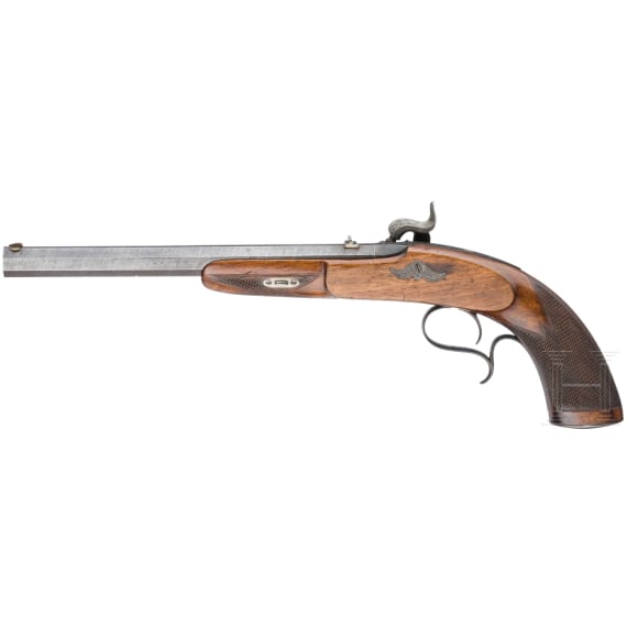 A German percussion pistol, circa 1850