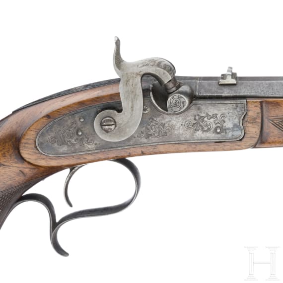 A German percussion pistol, circa 1850