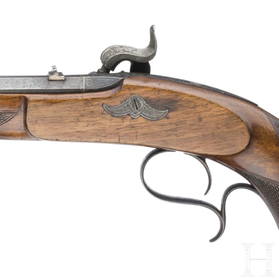 A German percussion pistol, circa 1850