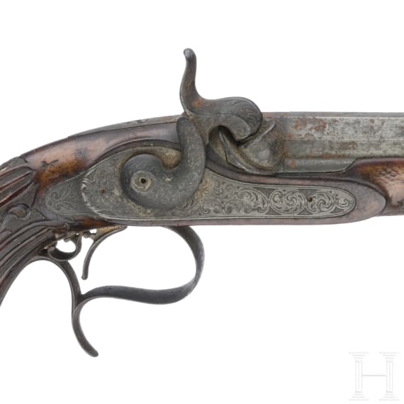 A percussion pistol, Liege, circa 1850
