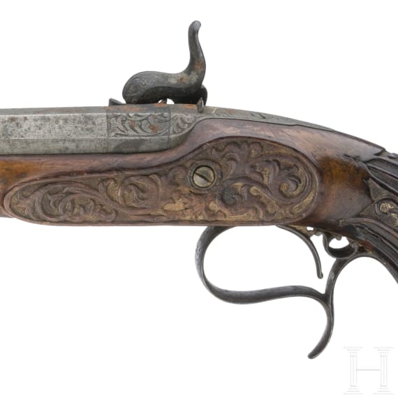 A percussion pistol, Liege, circa 1850