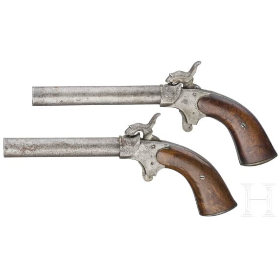A pair of heavy Belgian pocket pistols, circa 1850