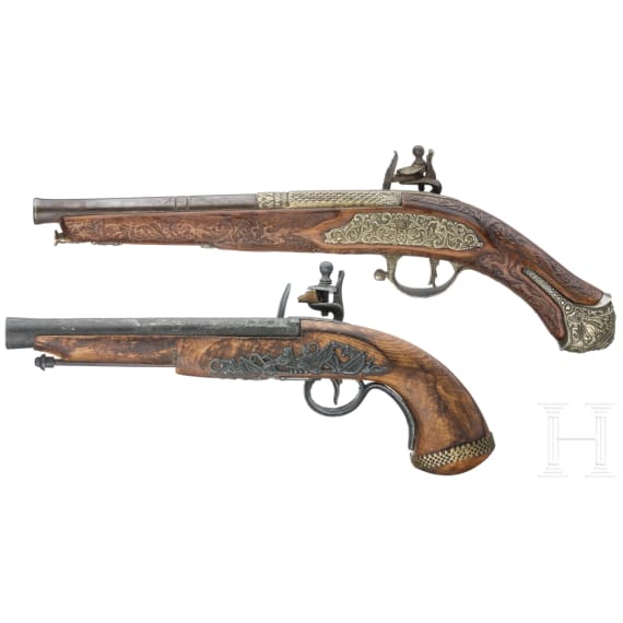 Two flintlock pistols for decoration purposes, 2nd half 20th century