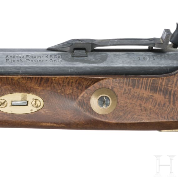 Two percussion pistols, Spanish replicas in cal. .45