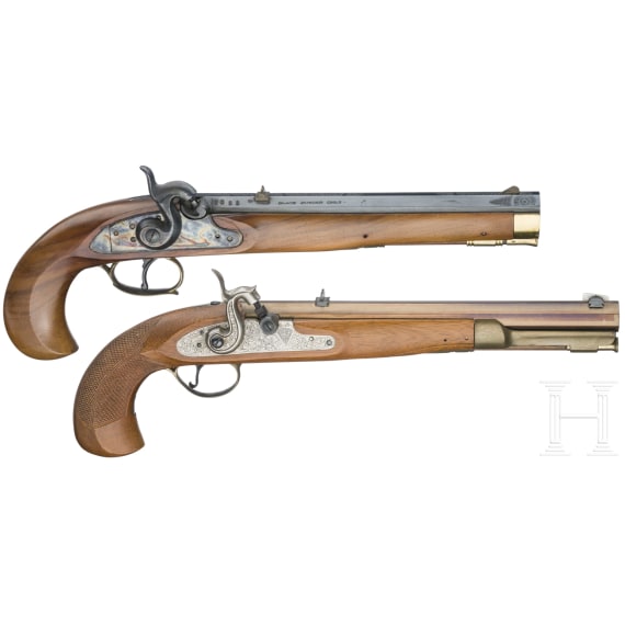 Two percussion pistols, Italian replicas in cal. .44