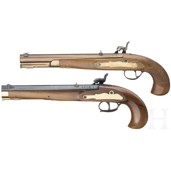 Two percussion pistols, Italian replicas in cal. .44