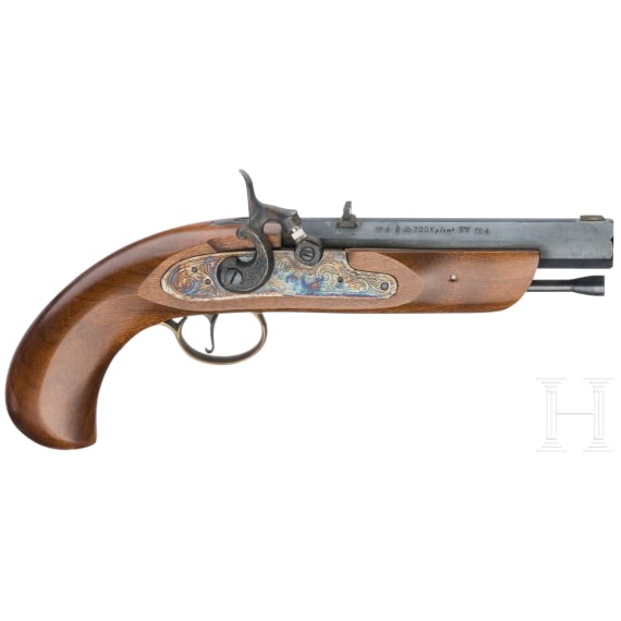Two percussion pistols, Spanish replicas in cal. .45