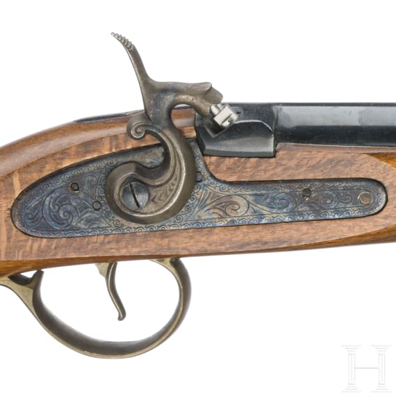 Two percussion pistols, Spanish replicas in cal. .45