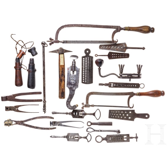 Mixed lot of gunsmith's tools, 19th century