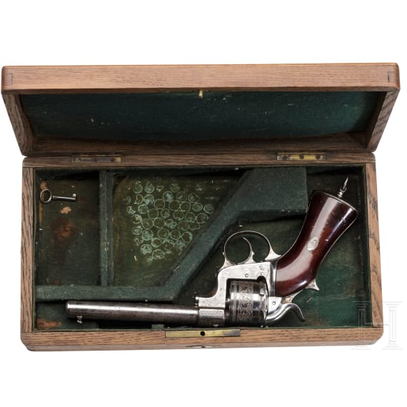 A Pidault-Cordier civil-war era "Raphael" revolver, Model 1860, nickel-plated, France, circa 1860
