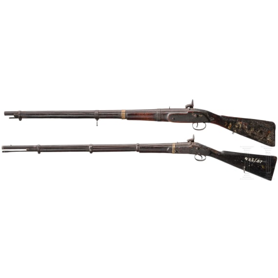 Two Indian percussion muskets, 19th century