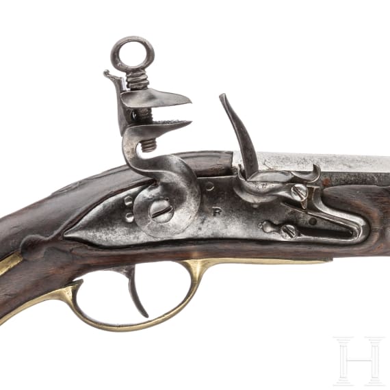 A flintlock pistol, Navy, from the period of King Carlos IV