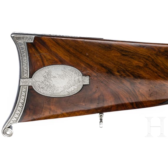 A percussion target rifle by Peter Schenk in Marienbad, circa 1850
