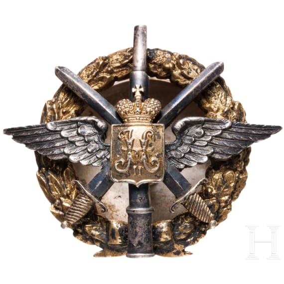Abzeichen des Piloten-Beobachters sowie Schulterstück für einen Podporutschik der russischen Luftstreitkräfte