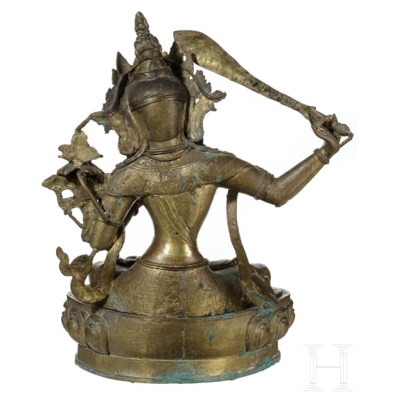 A Tibetan bronze staue of Manjushri, 20th century