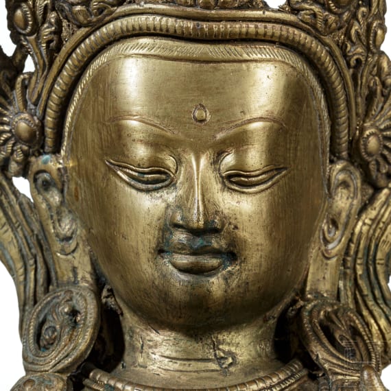 A Tibetan bronze staue of Manjushri, 20th century
