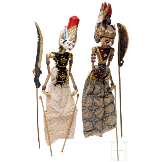 Two Indonesian Wayang Golek puppets, 20th century