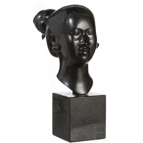 A Vietnamese bronze bust of a Laotic woman, 20th century
