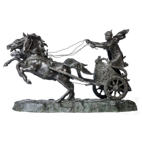 Tommaso Campajola (1890 - 1968), schwere Bronzeskulptur "Streitwagen", Italien, 20. Jhdt.