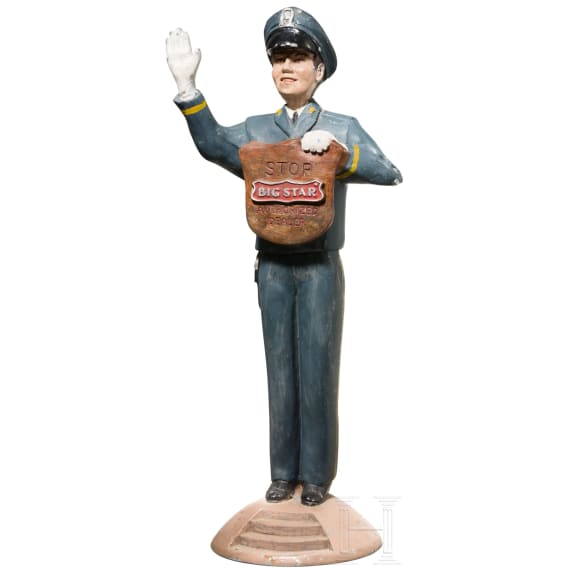 Große Vintage-Werbefigur eines "Big Star Jeans" Policeman