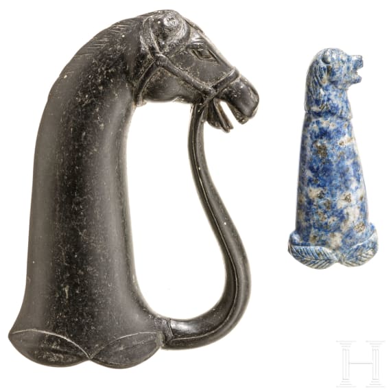 Two Indian cut stone handles, 20th century