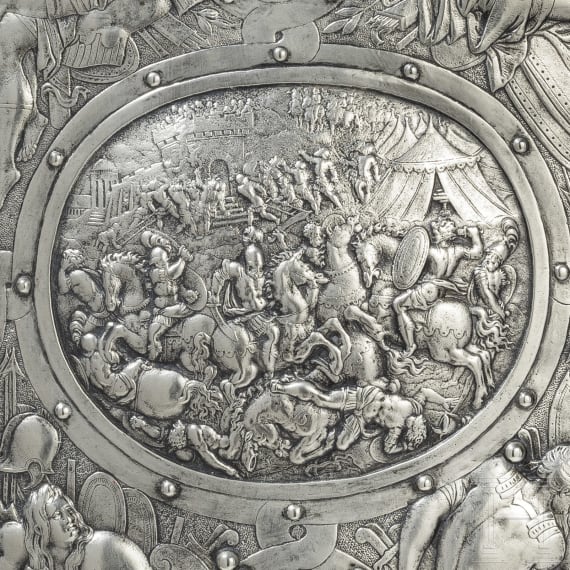 A shield decorated in relief, 20th century