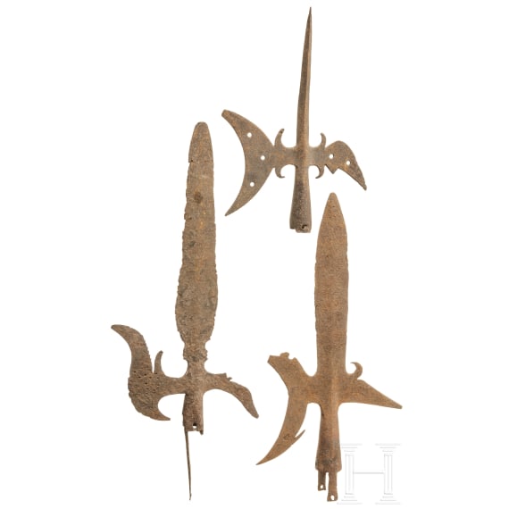 Three German halberd blades, 17th century