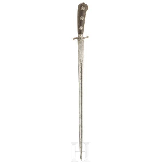 A French silver-mounted hunting hanger, circa 1780