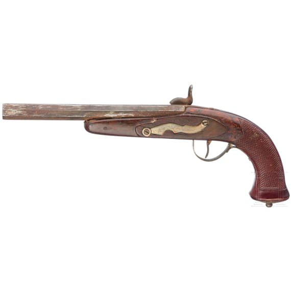 A small German percussion pistol, 20th century reproduction
