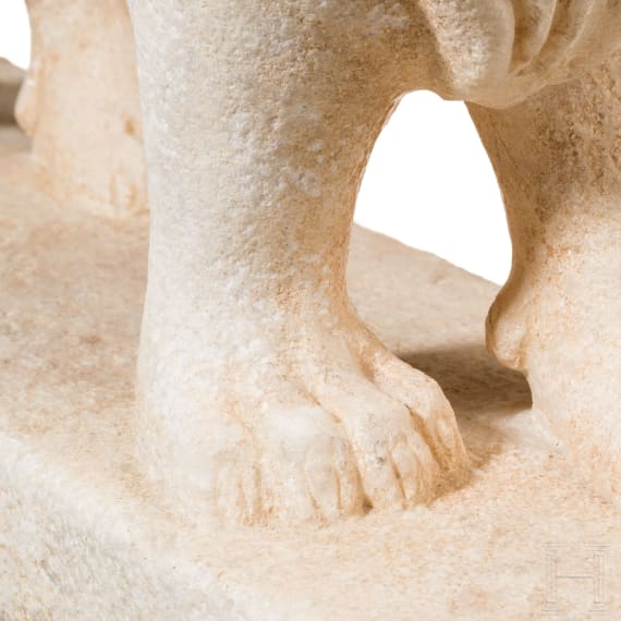 Marmorskulptur eines Löwen, provinzialrömisch, 2. - 3. Jhdt. n. Chr.