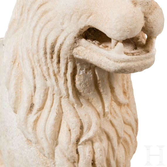 Marmorskulptur eines Löwen, provinzialrömisch, 2. - 3. Jhdt. n. Chr.
