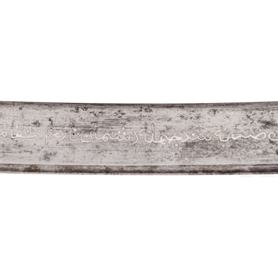 Goldtauschierter Yatagan mit silberner Scheide, osmanisch, datiert 1790