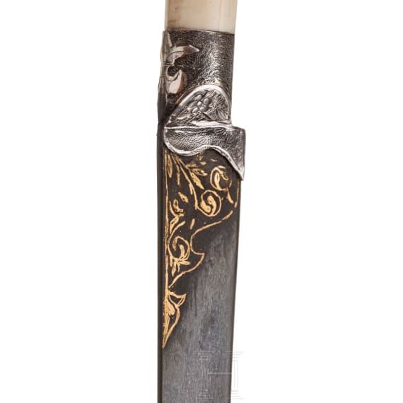 Silbermontierter Kard mit Wootz-Klinge, osmanisch, um 1800