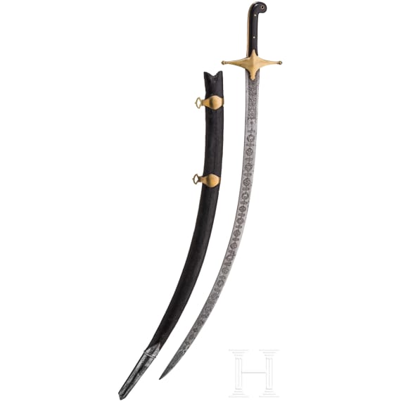 Shamshir mit reich gravierter Klinge, Persien, 19. Jhdt.