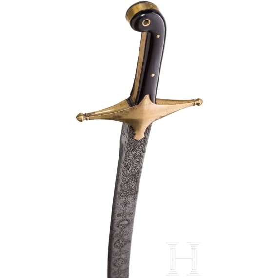 Shamshir mit reich gravierter Klinge, Persien, 19. Jhdt.