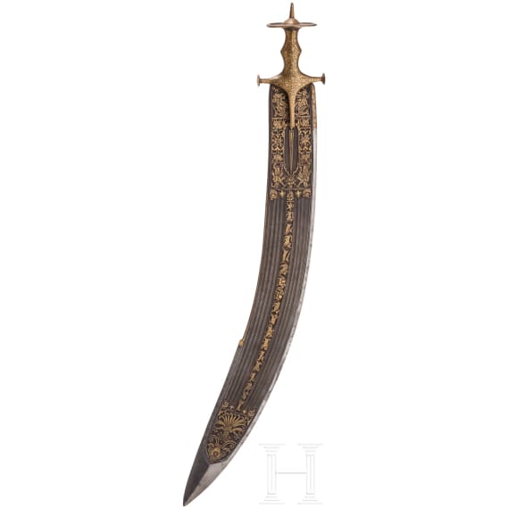 Bedeutende goldtauschierte Tegha, Indien, 1. H&auml;lfte 19. Jhdt.