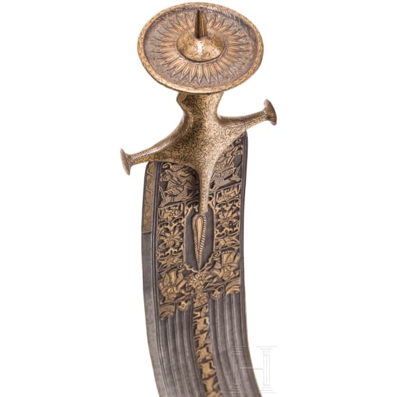 Bedeutende goldtauschierte Tegha, Indien, 1. H&auml;lfte 19. Jhdt.