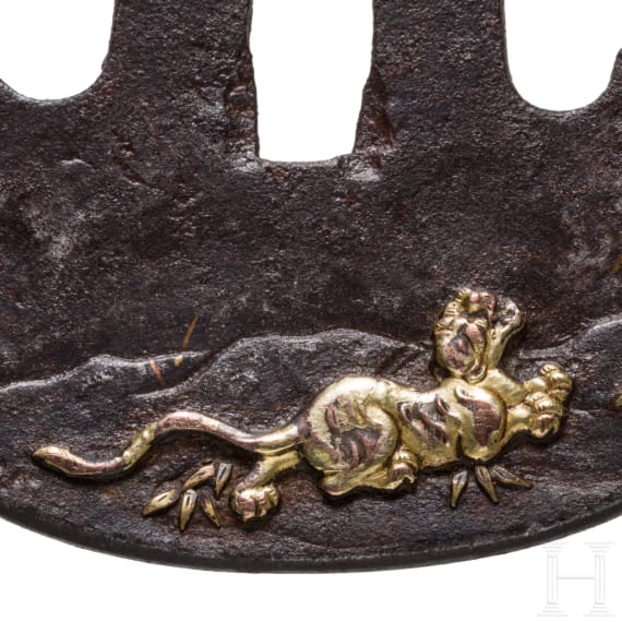 Mito-Schule-Tsuba mit Drache und Tiger, Japan, Edo-Periode
