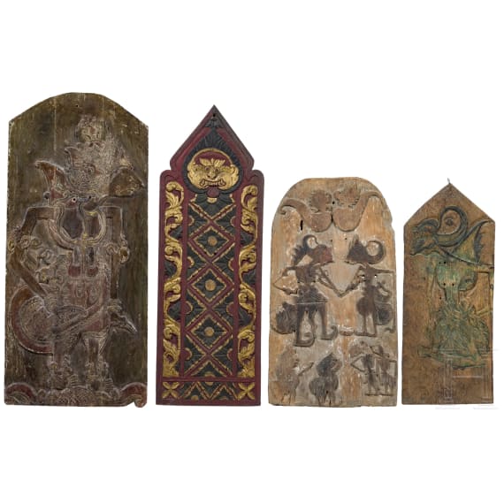 Kleine Sammlung aus vier Krisbrettern, Java und Bali, 19./20. Jhdt.