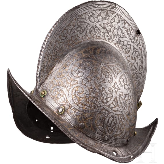 Ge&auml;tzter und vergoldeter Prunkmorion, Mailand, um 1590