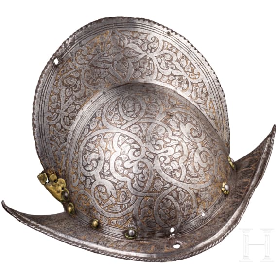 Ge&auml;tzter und vergoldeter Prunkmorion, Mailand, um 1590