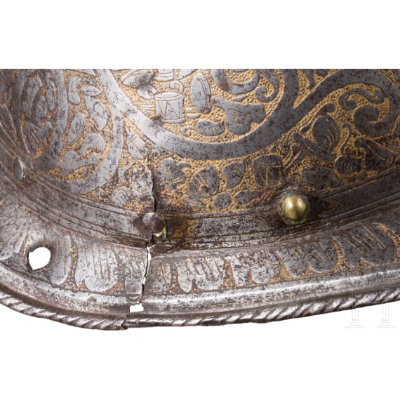 Ge&auml;tzter und vergoldeter Prunkmorion, Mailand, um 1590