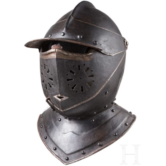 Geschw&auml;rzter K&uuml;rassierhelm, deutsch, um 1620