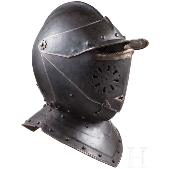 Geschw&auml;rzter K&uuml;rassierhelm, deutsch, um 1620