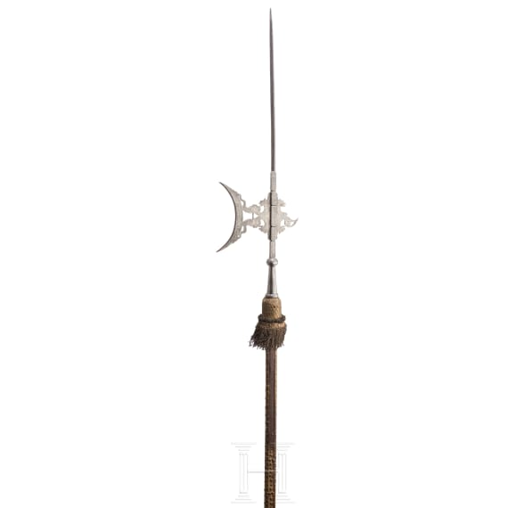 Ge&auml;tzte Prunkhelmbarte, Italien, um 1620