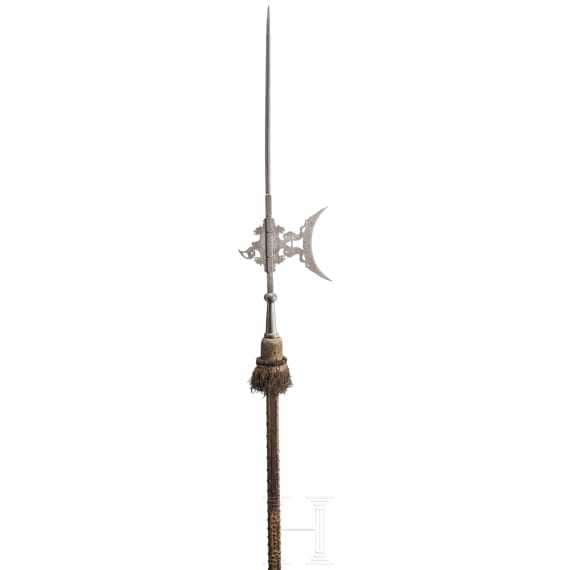 Ge&auml;tzte Prunkhelmbarte, Italien, um 1620