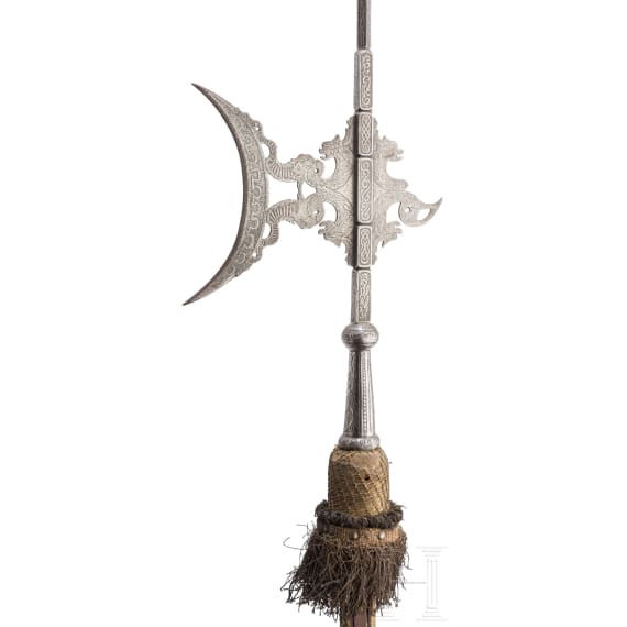 Ge&auml;tzte Prunkhelmbarte, Italien, um 1620