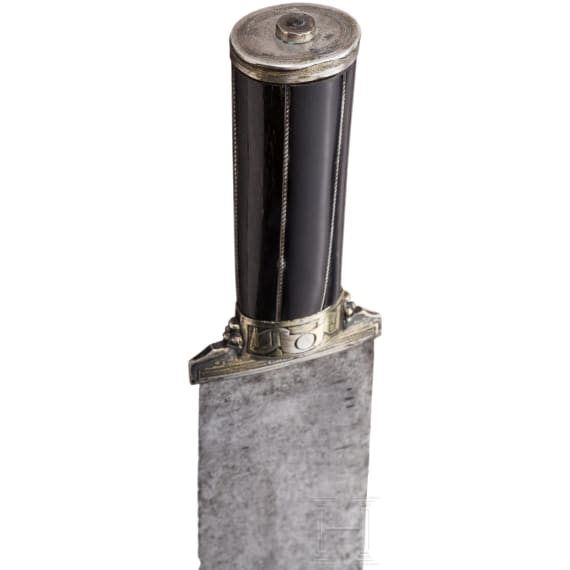 Silbermontiertes Vorlegemesser mit Griff aus Steinbockhorn, s&uuml;ddeutsch, 16. Jhdt.