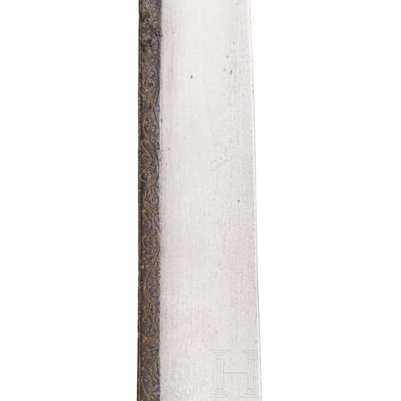 Gro&szlig;es jagdliches Messer mit feuervergoldetem L&ouml;wengriff, Venedig, um 1600