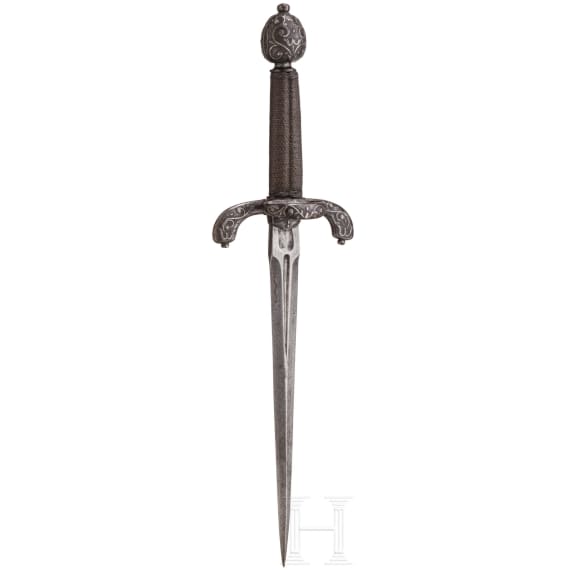 Silbertauschierter Linkhanddolch, deutsch, um 1620